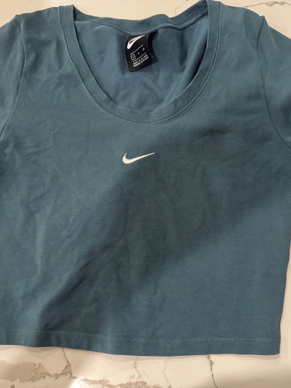 Nike Short Sleeve Crew Tee in Teal Blue with White Swoosh